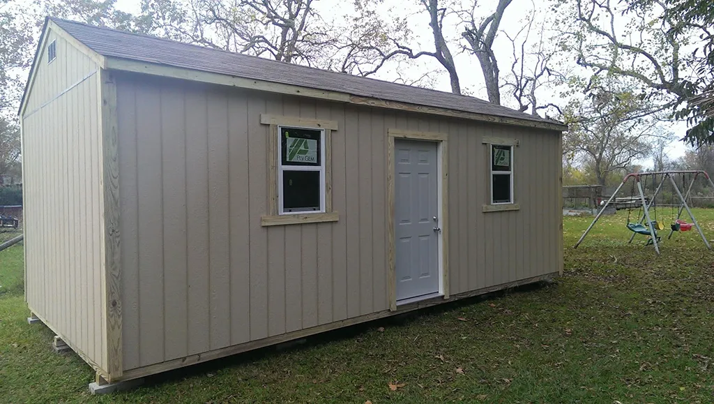 Gray storage building